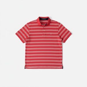 Southern Tide Orange Polo with White Stripes